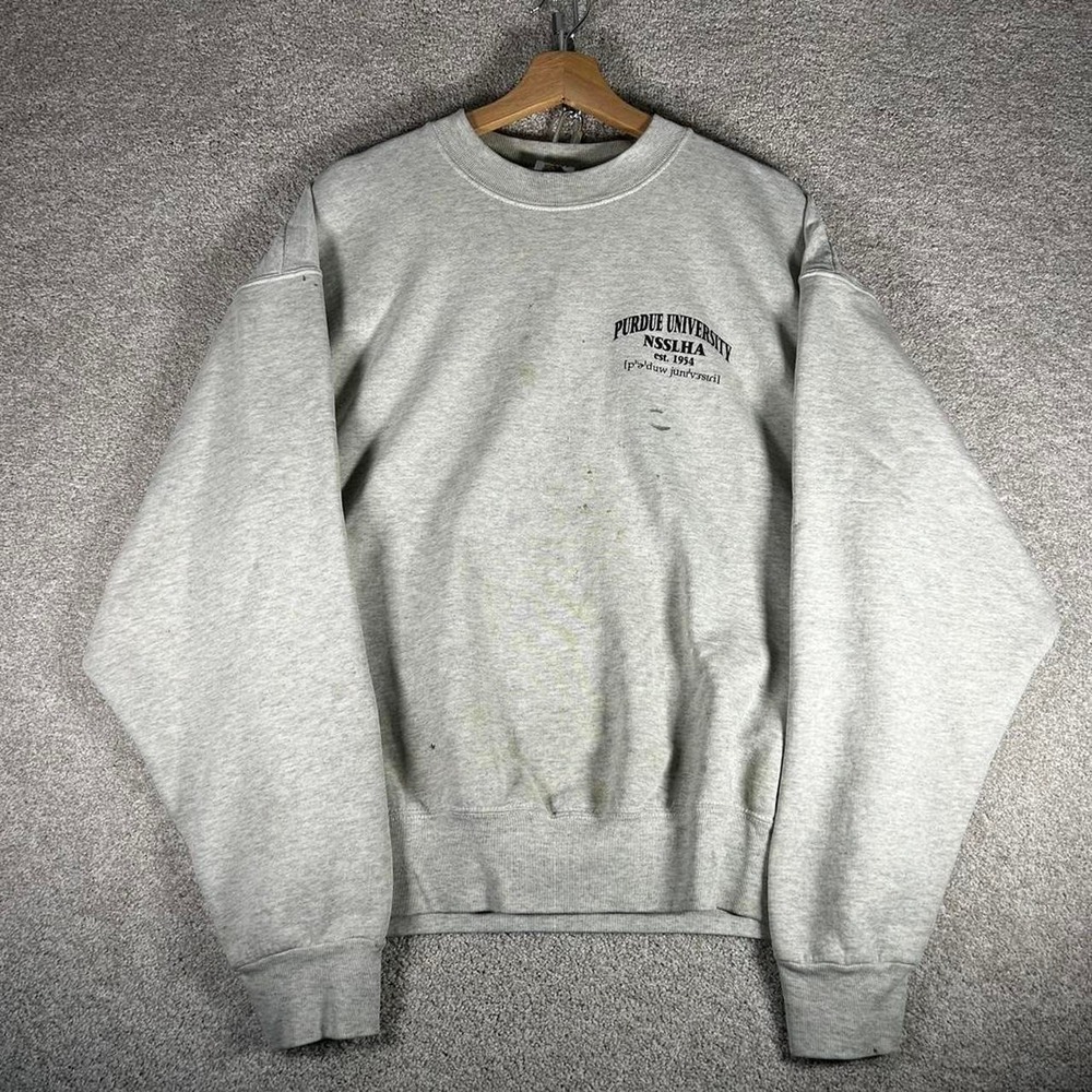 Vintage 90s Purdue university grey distressed college crewneck sweatshirt